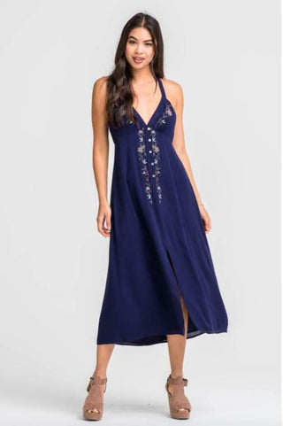 True Love Embroidered Floral Midi Dress - Front View