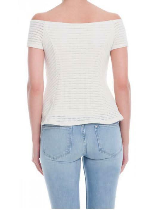 White Off-the-Shoulder Peplum Top