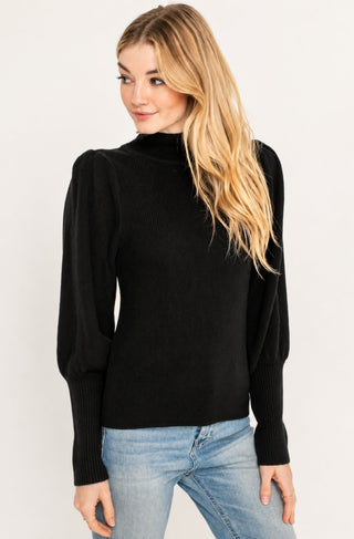 Westminster Black Balloon Sleeve Sweater - Detail View