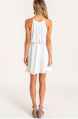 Feeling Flirty Off White Blouson Skater Dress - Back View