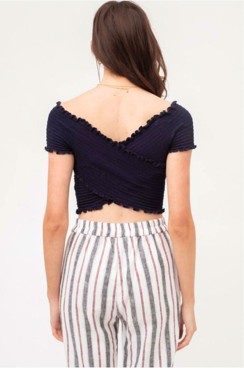 Boardwalk Black Smocked Crop Top -  BohoPink