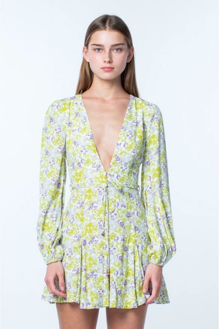 Skylar + Madison Reese Light Green and Purple Floral Long Sleeve Mini Dress - Size M - Bohemian Style - Final Sale Skylar + Madison Reese Light Green and Purple Floral Long Sleeve Mini Dress - Size M - Bohemian Style - Final Sale