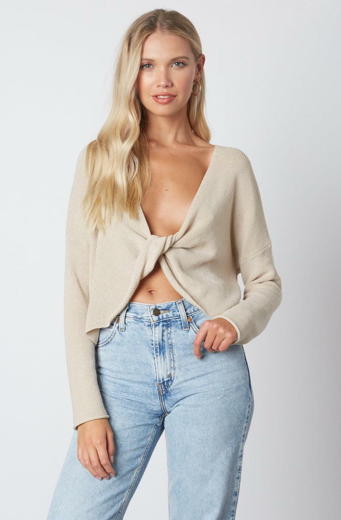 Stone Twist Front Sweater Top 