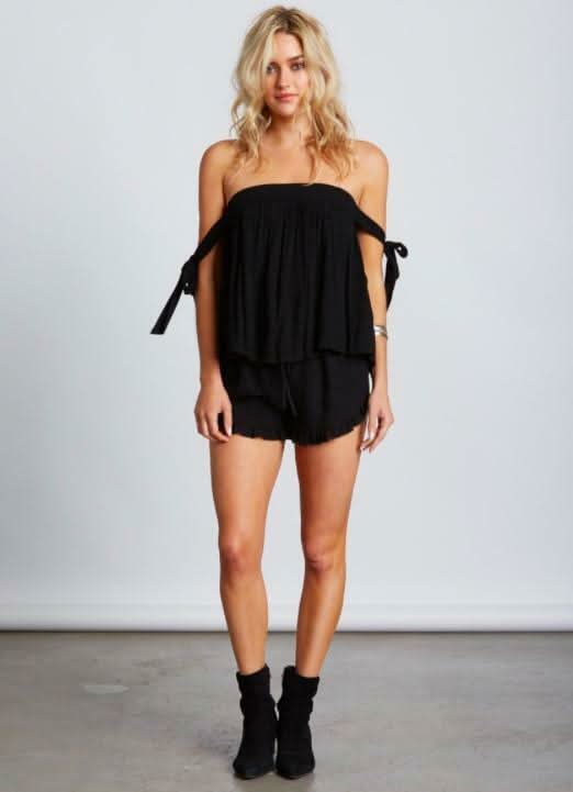 Black Off-the-Shoulder Top Tie Top