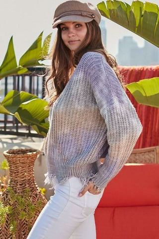 Easy Vibes Lavender Tie-Dye Snag Sweater - Boho Sweaters