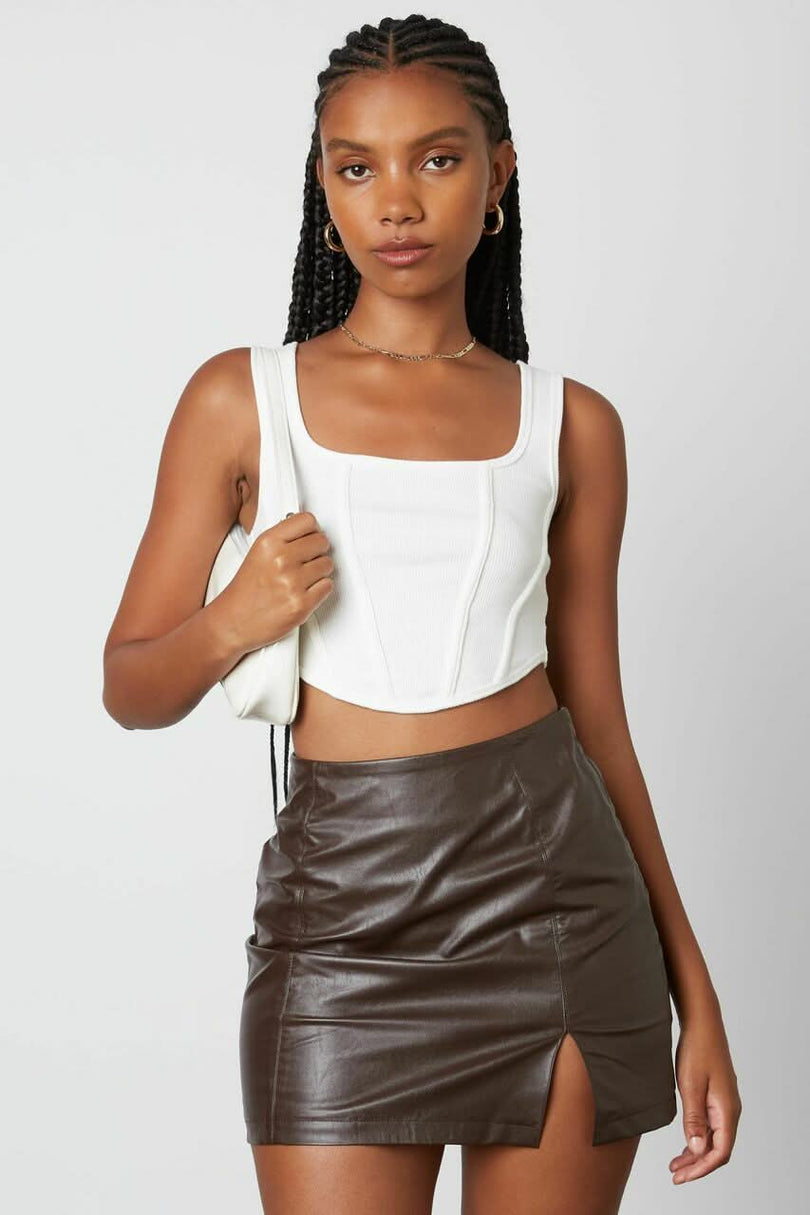 Brown Leather Mini Skirt