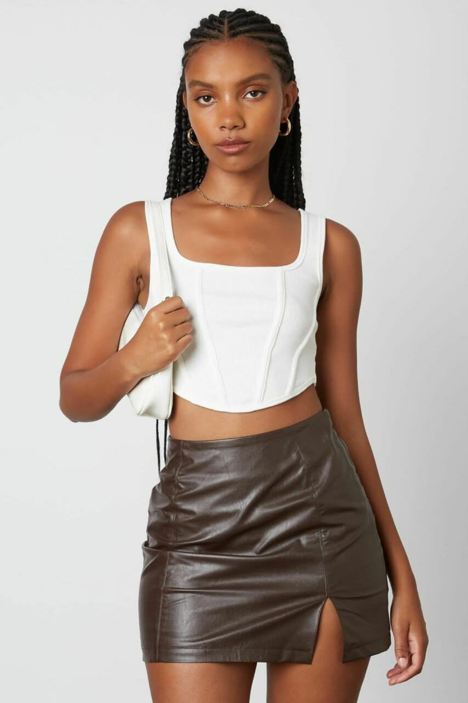 Espresso brown vegan leather mini skirt