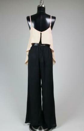 Broadway Bound Black and Ivory Two Toned Jumpsuit - back View 