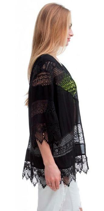 Black Crochet Lace Kimono