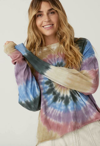 Tie Dye Long Sleeve Crop Top