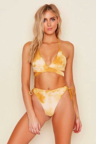 Crest Honey Tie-Dye Wrap Bikini Top -  BohoPink
