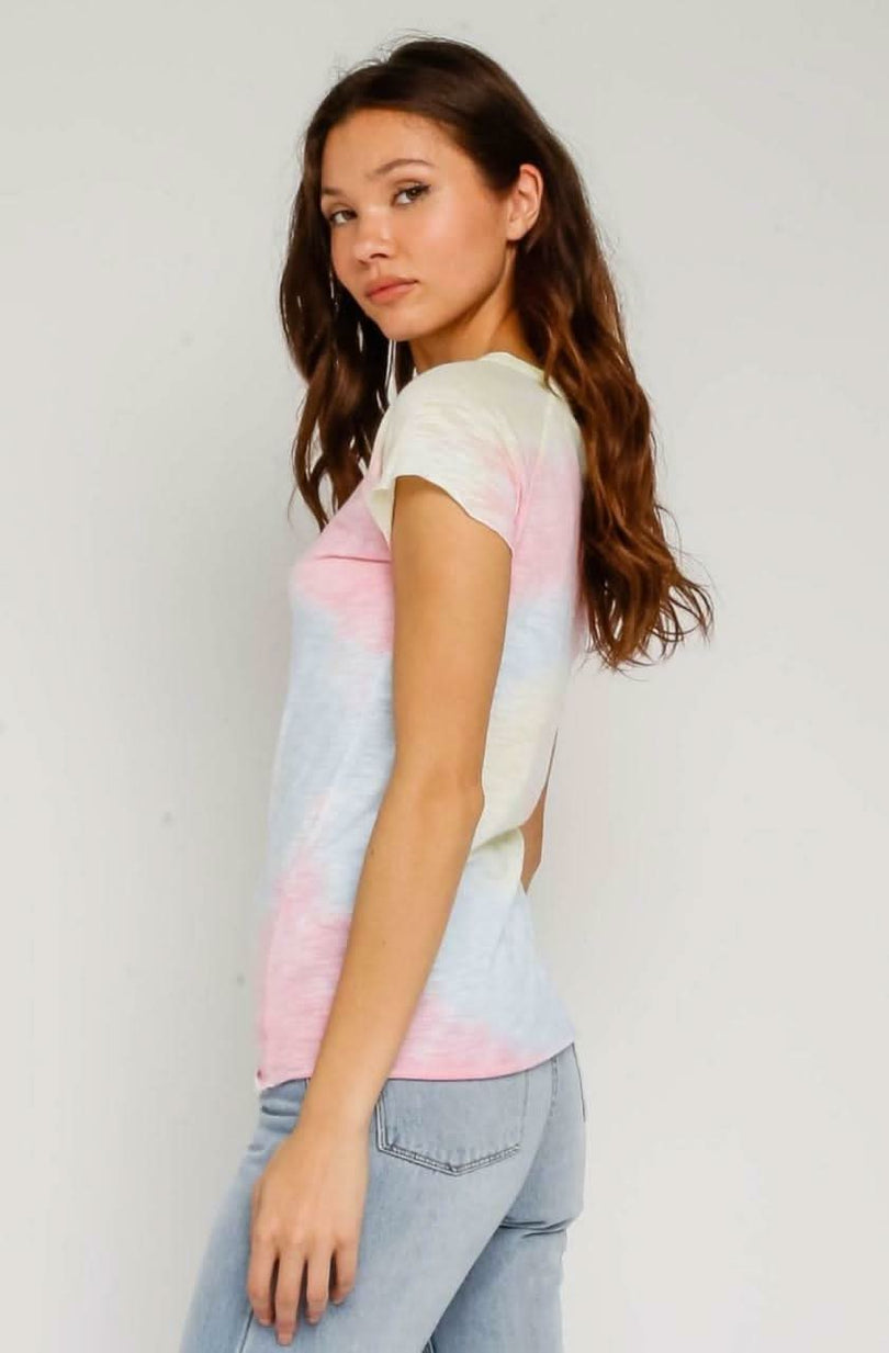 Groovy Vibes Girlfriend Pink and Blue Tie-Dye Tee -  BohoPink