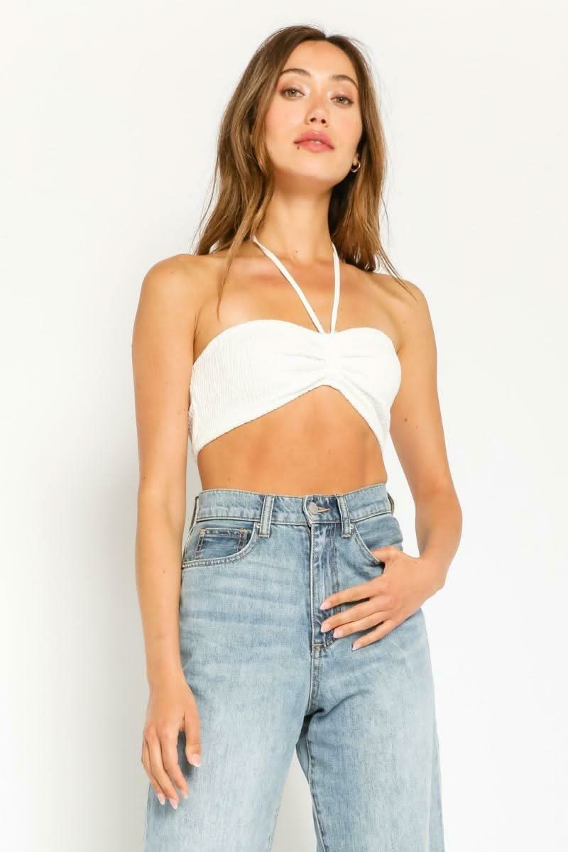 White Halter Bandeau Top