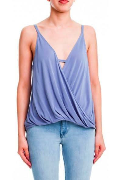 Blue Surplice Wrap Cami Top 
