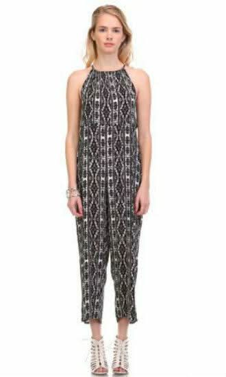 Fortuitous Black and White Aztec Print Jumpsuit -  BohoPink