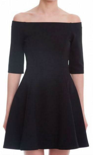 Black Off-The-Shoulder Skater Dress with half sleeves