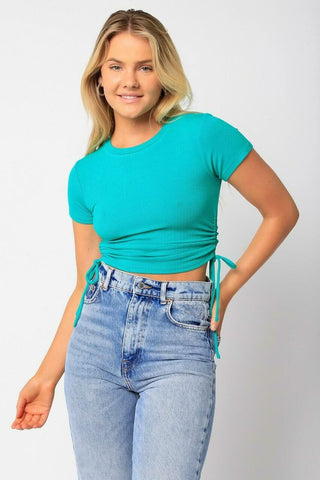 Drawstring Tie Cropped Tee