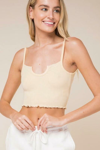 Don't Do It Vanilla Notch Cami Crop Top - Front View