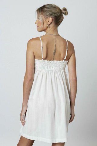 White cotton babydoll mini dress - back