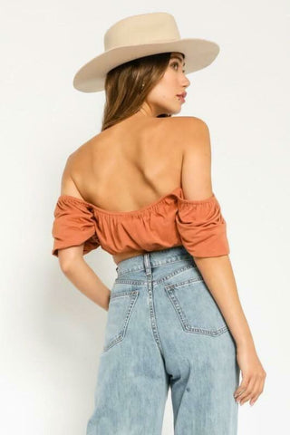 Summer Feeling Aragon Off-Shoulder Crop Top - Back View