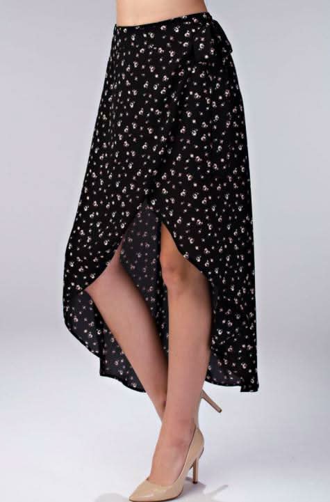 Floral Wrap Midi Skirt
