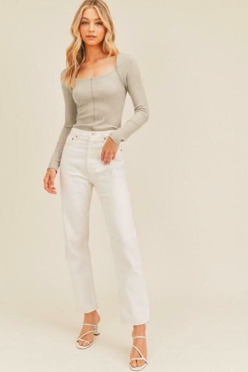 Cute Grey Long Sleeve Top