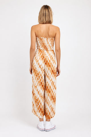 Beach Sunset Orange Print Strapless Jumpsuit -  BohoPink