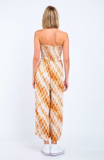 Beach Sunset Orange Print Strapless Jumpsuit -  BohoPink