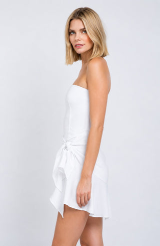 Demi White Strapless Mini Dress a white graduation dress