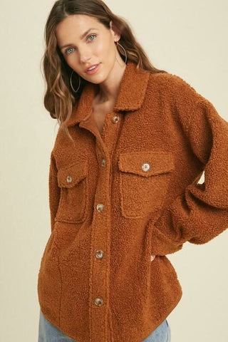 Hang With Me Gucci Brown Teddy Shacket -  BohoPink