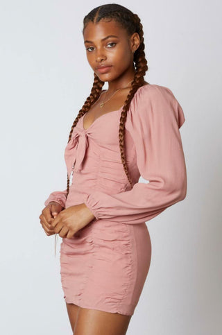  Pink Long Sleeve Mini Dress - side view