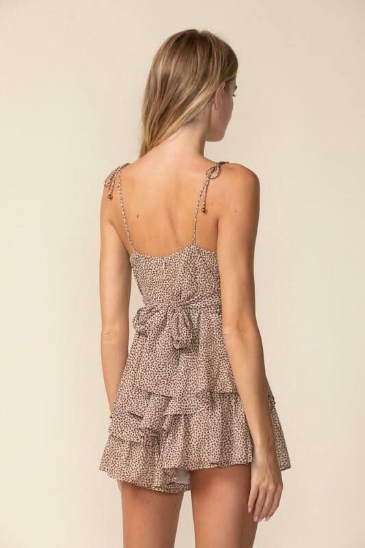 Force Of Nature Brown Print Ruffle Romper -  BohoPink