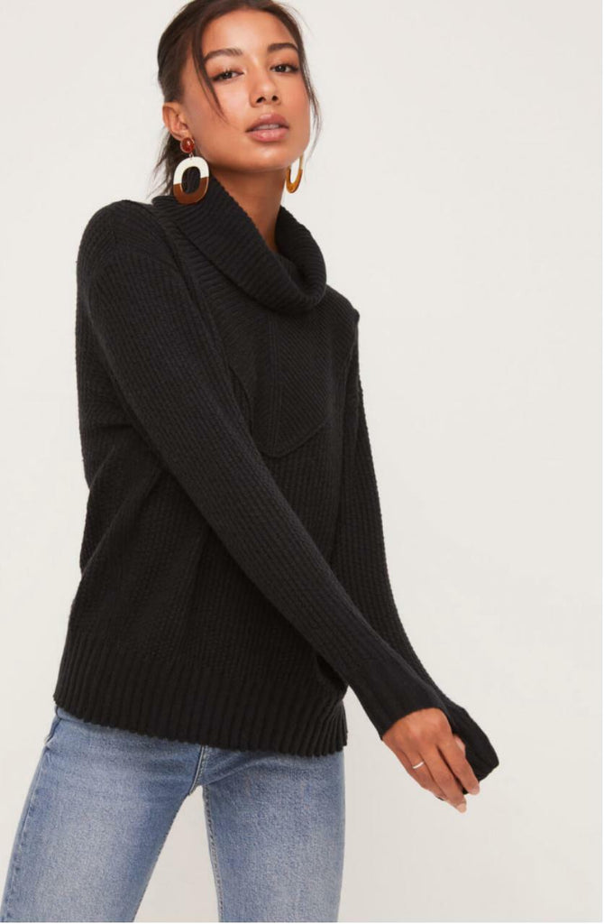 Black Cowl Neck Sweater -  BohoPink