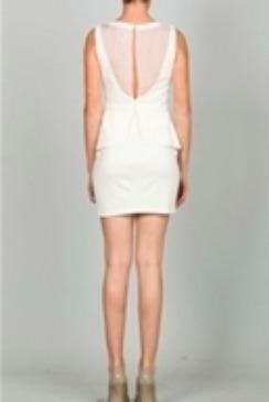 Eva Off White Peplum Dress -  BohoPink