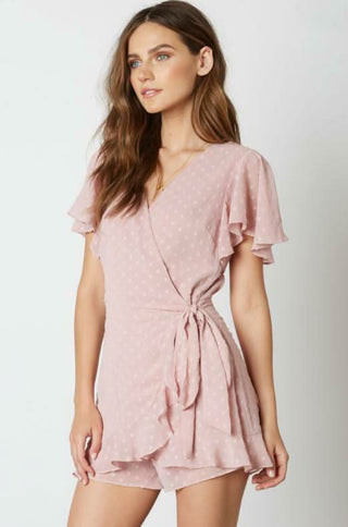 Mauve summer romper for weddings and vacations