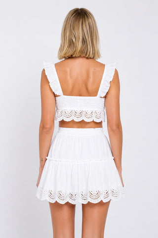 Mykonos Bay White Eyelet Two-Piece Dress - Back View Mini Dress Set