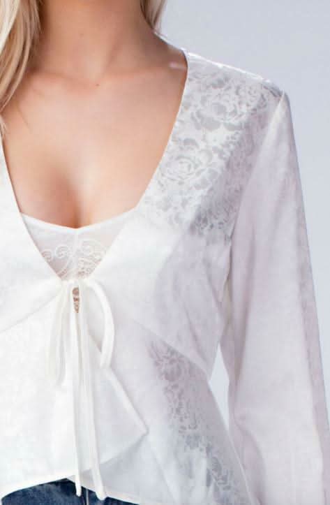 Honey Punch White Satin Top