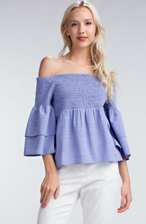 Off-the-Shoulder Brll Sleeve Top 