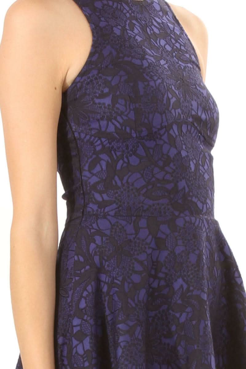 Cute Black Jacquard Print Skater Dress