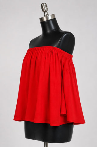Lucid Red Off-The-Shoulder Top - Side View