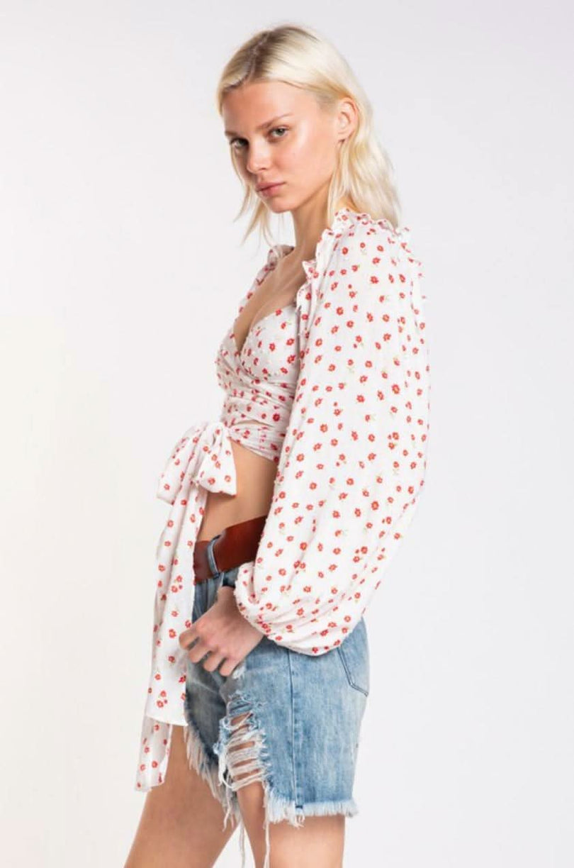 Signs Of Spring White And Red Floral Crop Top a boho crop top
