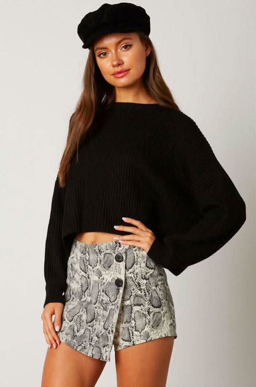 Grey Snake Print Skort