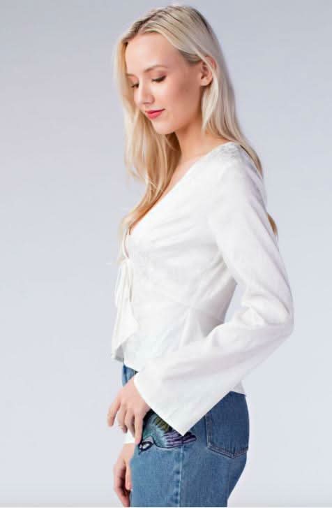 Honey Punch  White Satin Peplum Top
