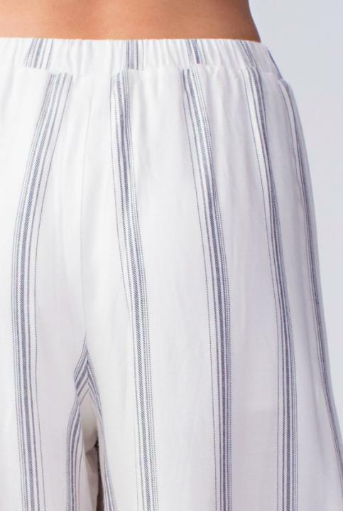 Amelia White Striped Drawstring Pants -  BohoPink