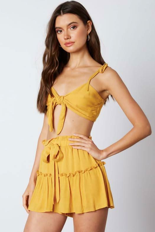 Caicos Bay Mustard Yellow Two-Piece Romper -  BohoPink