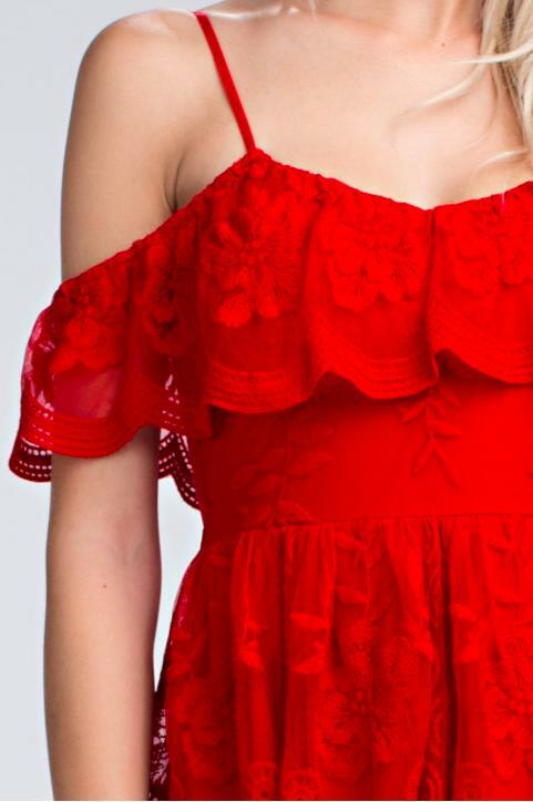 Red Off-the-Shoulder Dress 