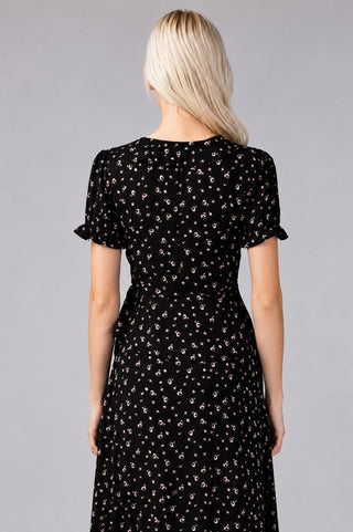 Becca Black Floral Two-Piece Midi Dress - Back View
