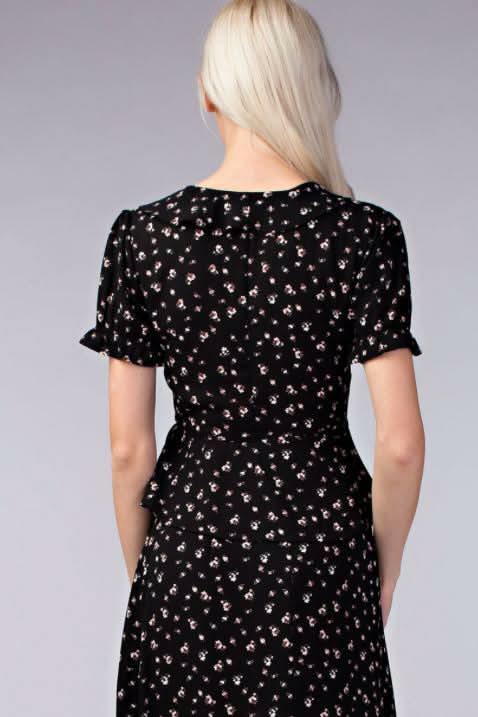 Becca Black Floral Two-Piece Midi Dress -  BohoPink