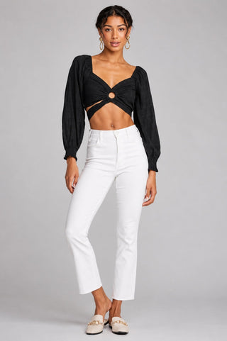 Lush Lauren Black Center Ring Crop Top - Outfit View
