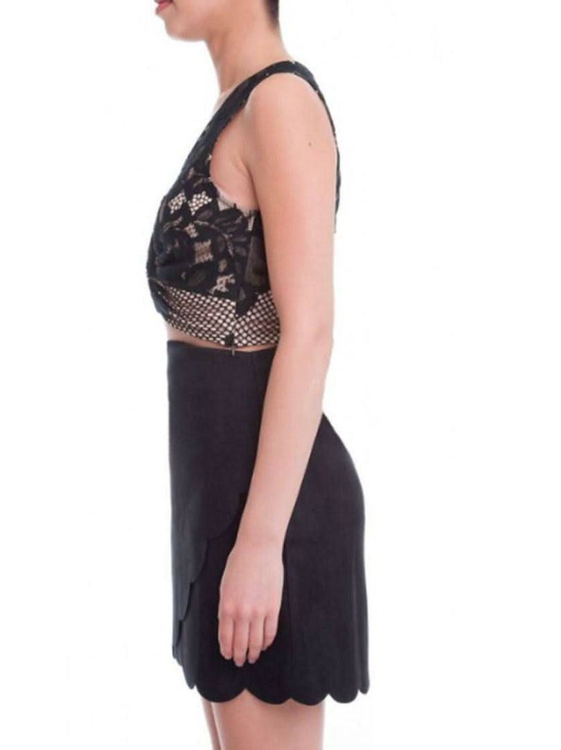 Black Suede Wrap Mini Skirt